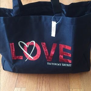 New Victoria’s Secret Black tote NWT red logo